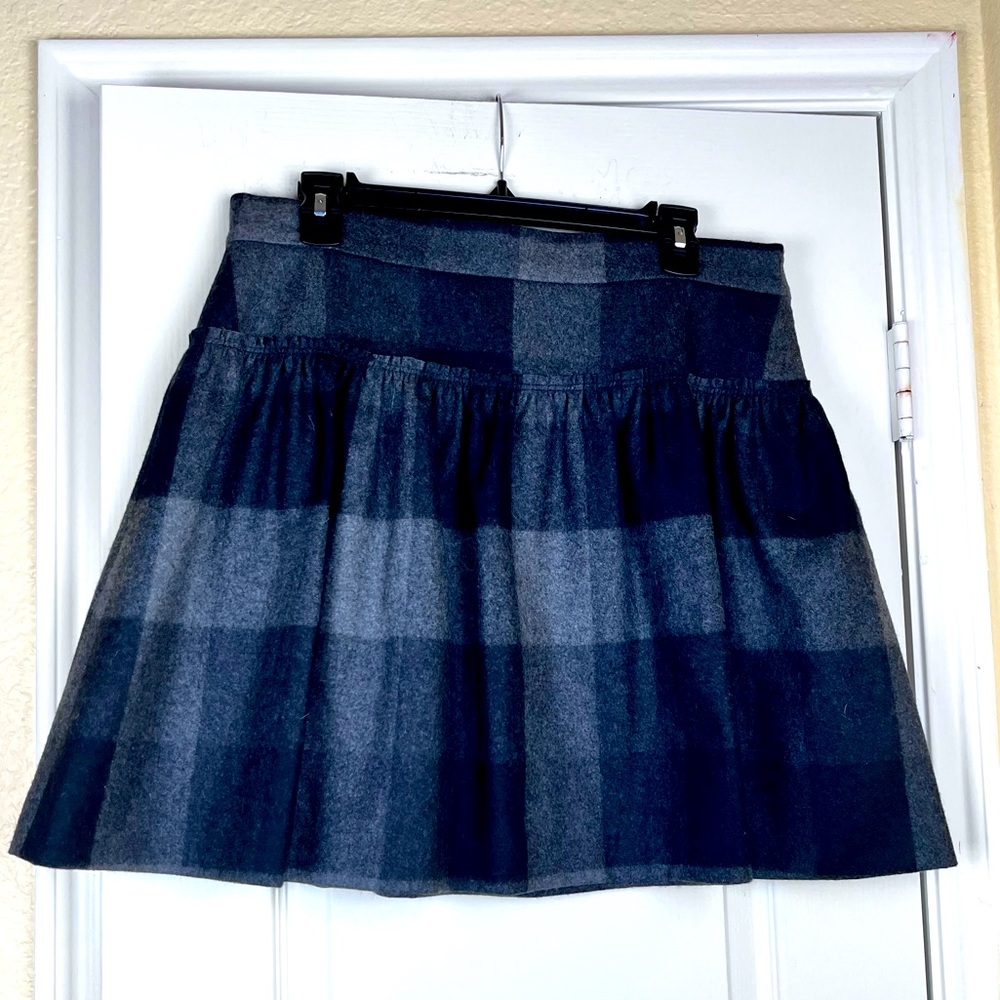 Adam by Adam Lippes Gray Checkered Wool Blend Short Skirt Size 12